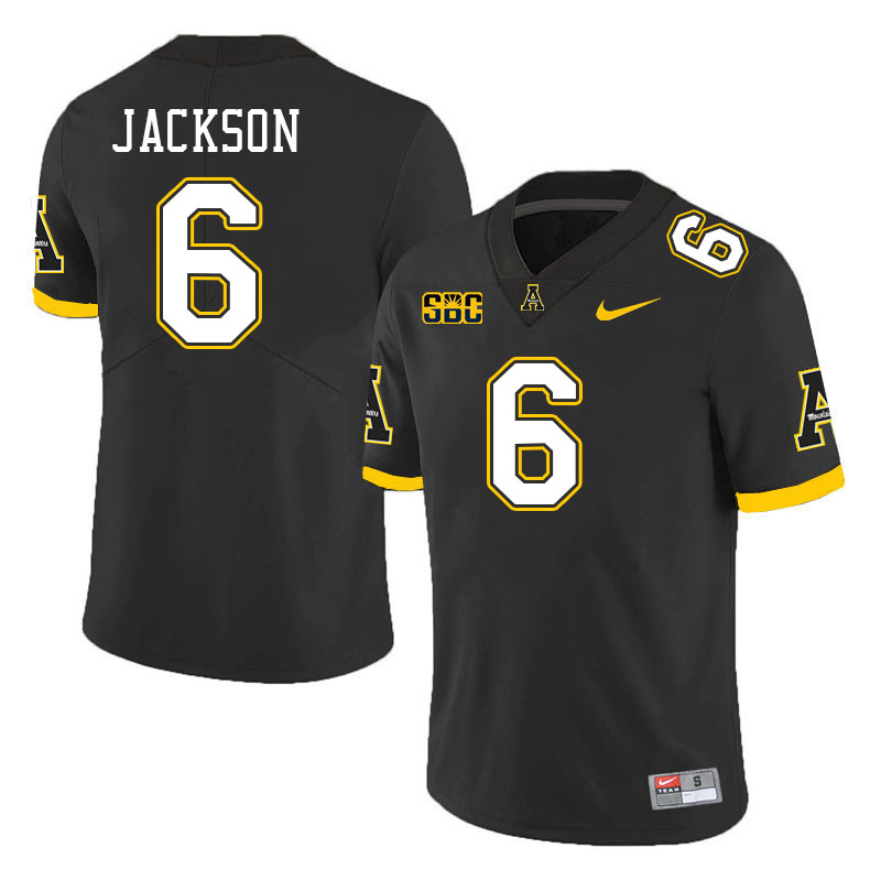 Men #6 EJ Jackson Appalachian State Mountaineers College Football Jerseys Stitched Sale-Black